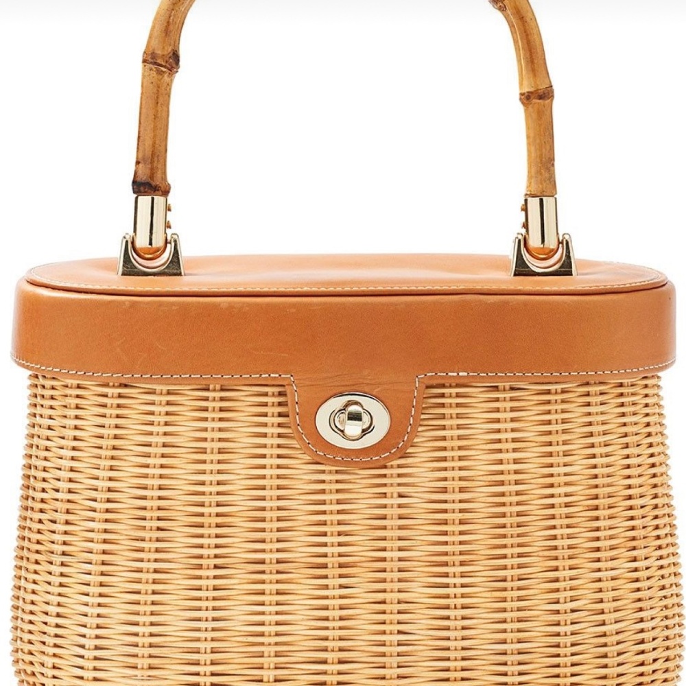 J. McLaughlin Small Wicker Purse w/Bamboo top handle